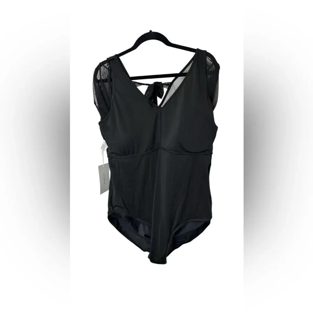 NWT BloomChic Black Swimsuit with Sheer Detail